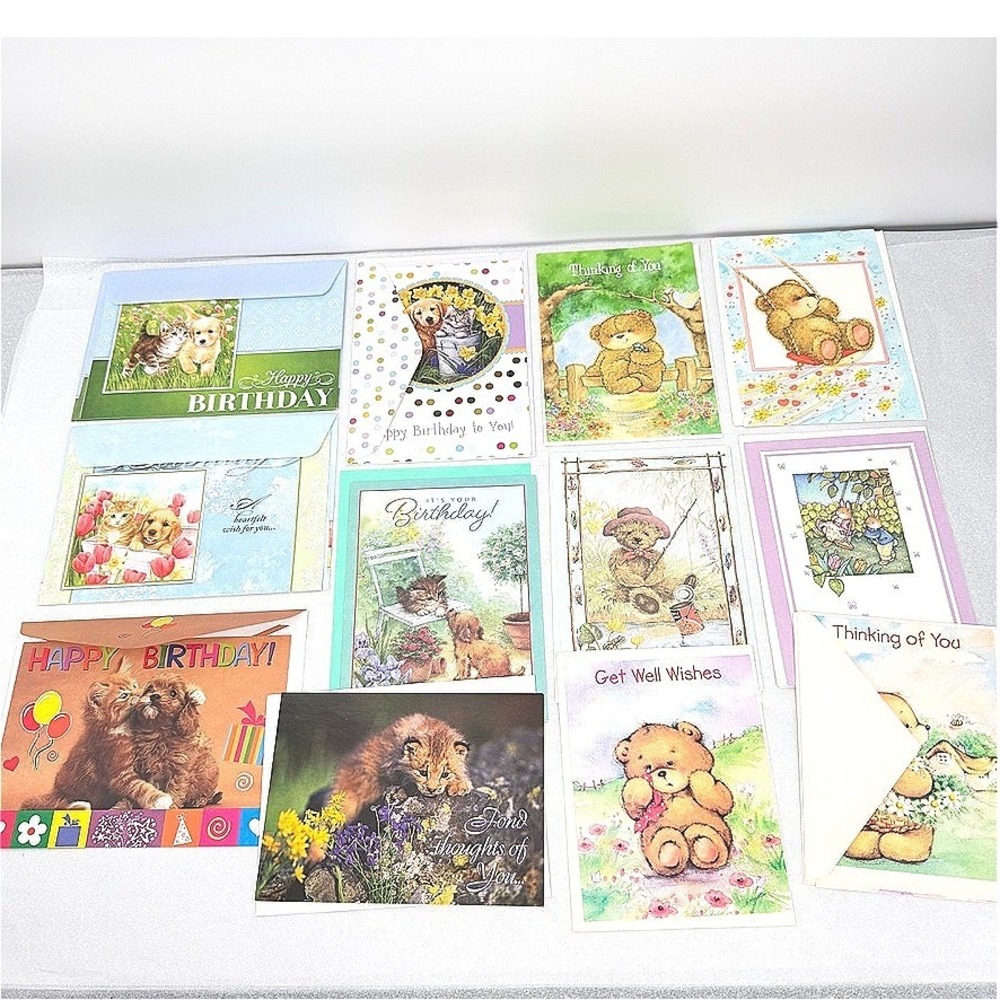 Greeting Cards Mixed Lot Animal Bear Cat Dog Stationery Occasion Ephemera